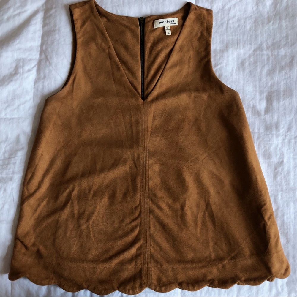 Monteau Brown Faux Suede Top